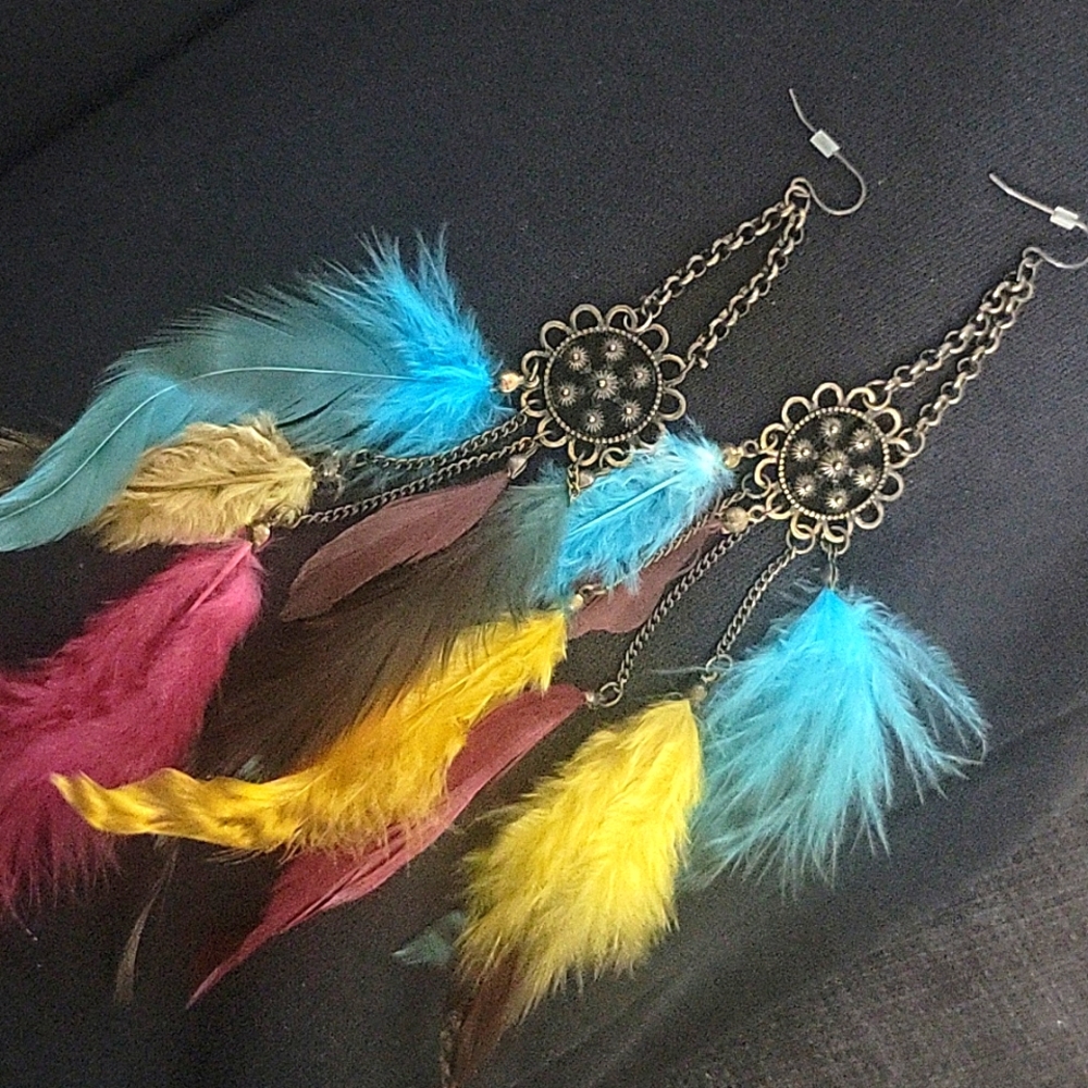 Bronze Feather Earrings
